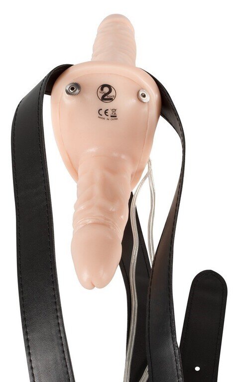 Strap-on z uprzężą wibrujący - podwójny (4)