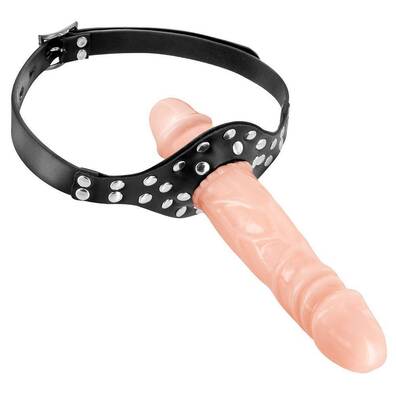 Knebel z podwójnym penisem - Double Penis Gag Flesh