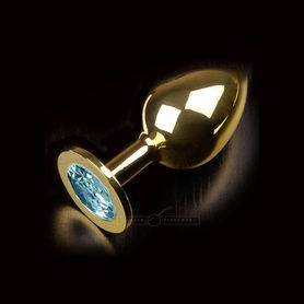 Korek analny Dolce Piccante metalowy L -  złoto / niebieski