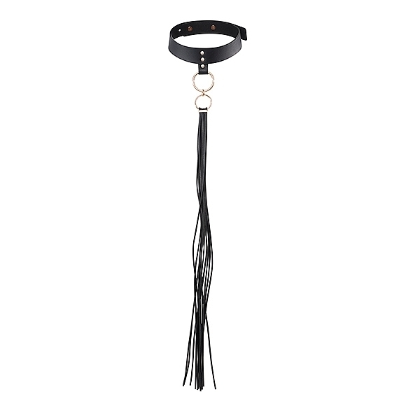 Obroża i pejcz - Bijoux Indiscrets Maze Tassel Chocker Black
