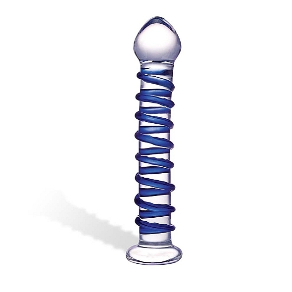 Dildo - Glas Blue Spiral Glass Dildo