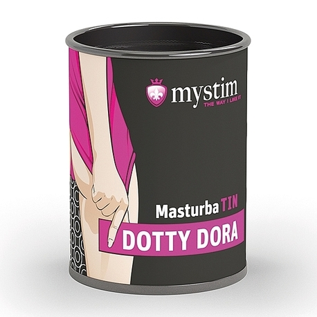 Masturbator szparka w puszce - Mystim MasturbaTIN Dotty Dora Dots (1)