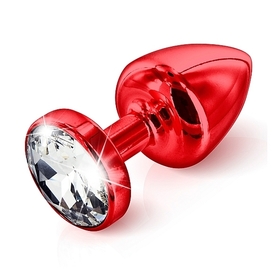 Plug analny zdobiony - Diogol Anni Butt Plug Round Red 25 mm - czerwony