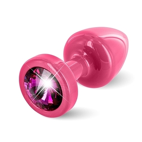 Plug analny zdobiony - Diogol Anni Butt Plug Round Pink & Pink 25 mm - różowo/różowy