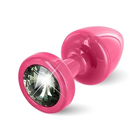 Plug analny zdobiony - Diogol Anni Butt Plug Round Pink & Black 25 mm - różowo/czarny