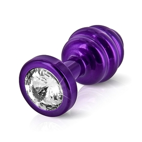 Plug analny zdobiony - Diogol Ano Butt Plug Ribbed Purple 25 mm - fioletowy