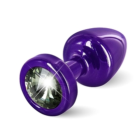 Plug analny zdobiony - Diogol Anni Butt Plug Round Purple & Black 25 mm - fioletowo/czarny
