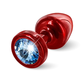 Plug analny zdobiony - Diogol Anni Butt Plug Round Red & Blue 25 mm - czerwono/niebieski