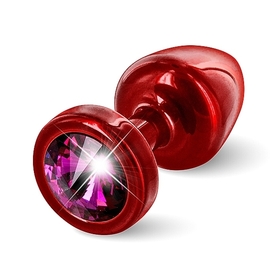 Plug analny zdobiony - Diogol Anni Butt Plug Round Red & Pink 25 mm - czerwono/różowy