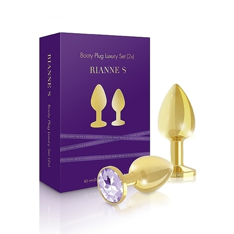 Zestaw złotych korków analnych - Rianne S Booty Plug Luxury Set 2x Gold (1)