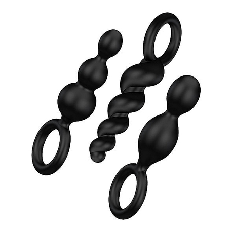 Trzy korki analne - Satisfyer Plugs Black (1)