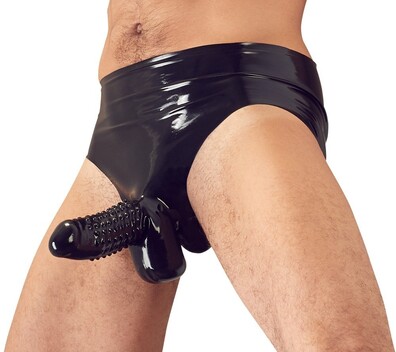 Majtki LateX z osłoną na penisa S