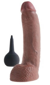 Dildo z funkcją wytrysku 23 cm King Cock - brązowy