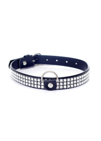 Obroża - Fetish Boss Series Collar with crystals 2 cm silver
