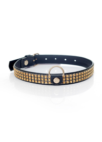 Obroża - Fetish Boss Series Collar with crystals 2 cm gold