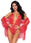 Floral lace teddy & robe S (1)