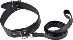 Obroża i smycz - Kinky collar black collar with leash adjustable