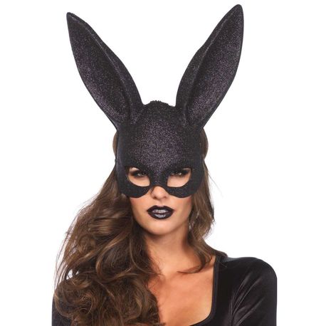 Maska królika 3760 brokatowa czarna  (1)