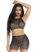 Spandex sheer crop top & skirt S