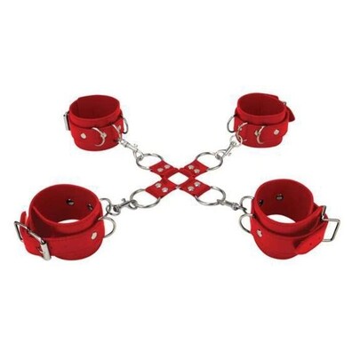 Krzyżak BDSM skórzany OUCH czerwony
